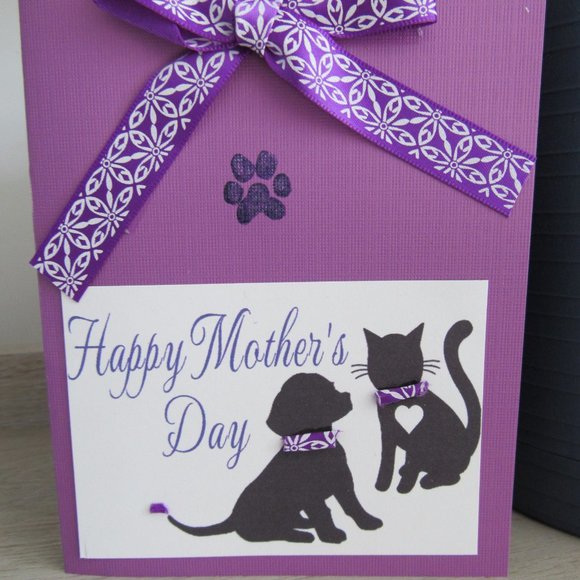 Mother's Day Card from Dog & Cat. Handmade. 4 x 6. Blank Inside - Picture 3 of 3